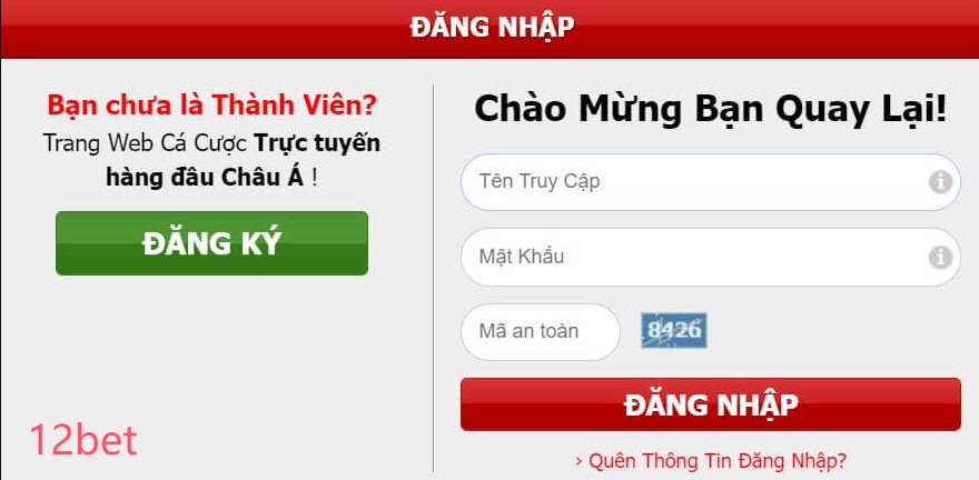 link đăng nhập 12bet